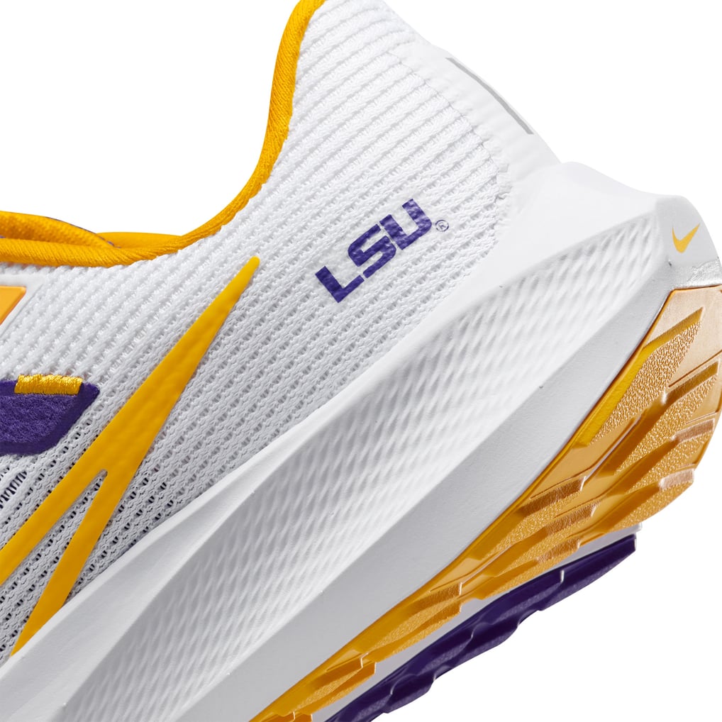 NIKE Pegasus 40 LSU Tigers shoes LSU Tigers Nike Unisex Zoom Pegasus 40 Running Shoe - White main image 3