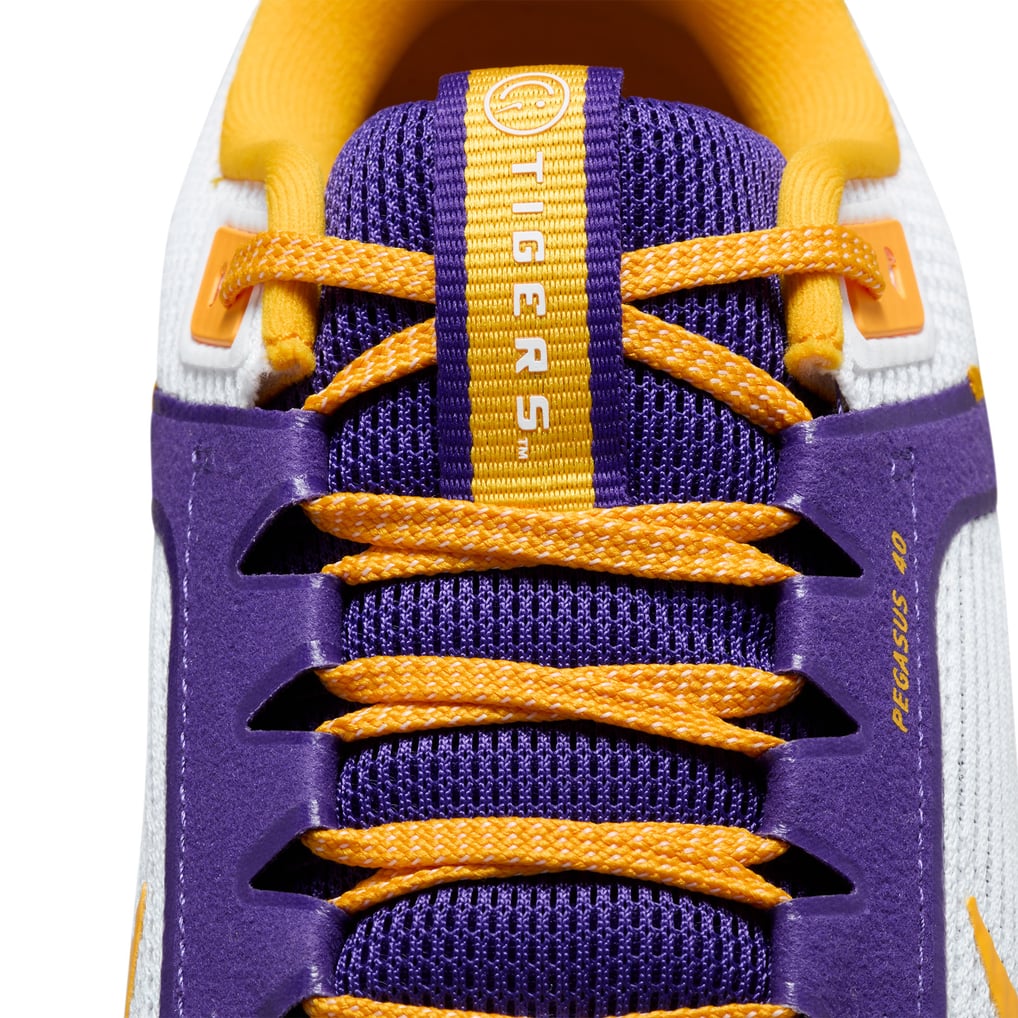 LSU Tigers Nike Unisex Zoom Pegasus 40 Running Shoe - White display picture 1