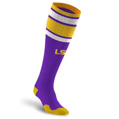 LSU Tigers PRO Compression Unisex  Classic Stripe Over-the-Calf Compression Socks