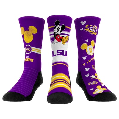  LSU Tigers Rock Em Unisex Disney Three-Pack Crew Socks - 