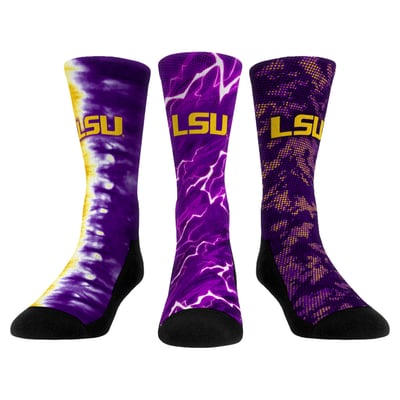 LSU Tigers Rock Em Unisex Team Tones Three-Pack Crew Socks