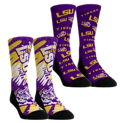 LSU Tigers Rock Em Unisex Two-Piece Team Blast Crew Socks Set