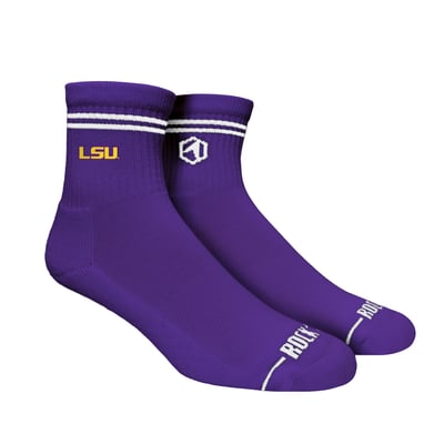  LSU Tigers Rock Em Unisex Casual Stripe Quarter-Length Socks - Purple