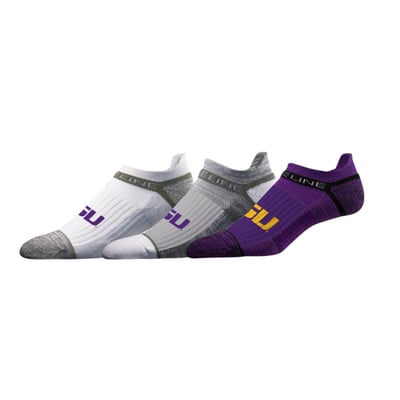  LSU Tigers Strideline Unisex Premium Low 3-Pack Ankle Socks Set