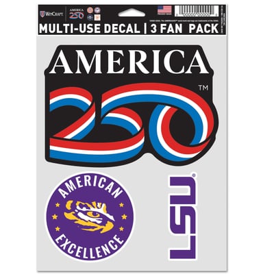 LSU Tigers WinCraft America 250 5.5" x 7.75" Three-Piece Fan Decal Set