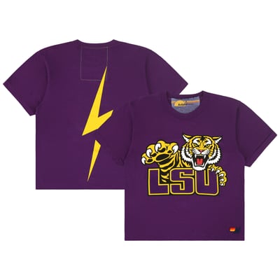 LSU Tigers Aviator Nation Women's Cropped Boyfriend Tri-Blend T-Shirt - Purple