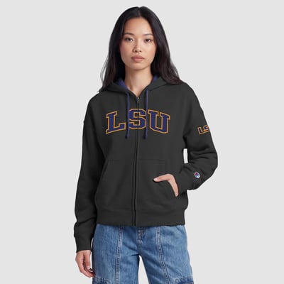 LSU Tigers Champion Women's Arch Full-Zip Fleece Hoodie - Black