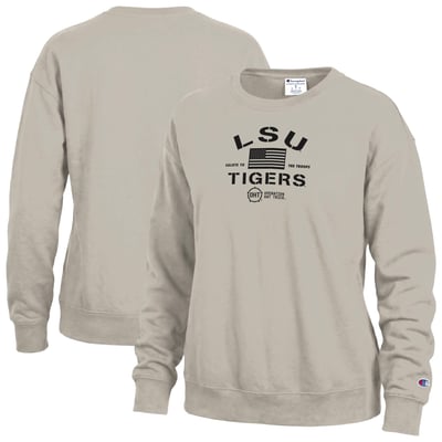 LSU Tigers Champion Women's Operation Hat Trick Powerblend Sweatshirt - Tan