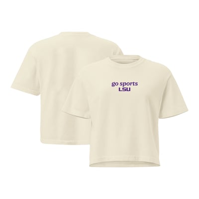 LSU Tigers Comfort Colors Women's Go Sports Cropped T-Shirt - Cream