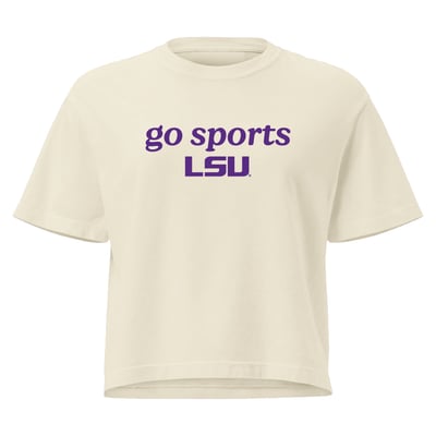 LSU Tigers Comfort Colors Women's Go Sports Cropped T-Shirt - Cream