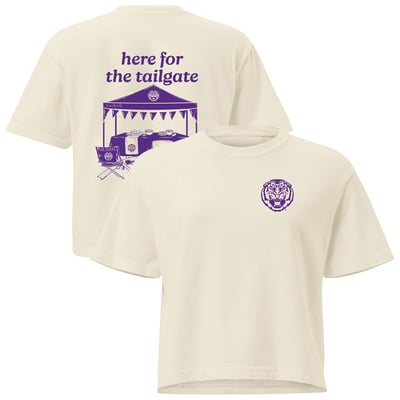 LSU Tigers Comfort Colors Women's Here For The Tailgate Cropped T-Shirt - Cream