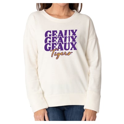 LSU Tigers Flying Colors Apparel Women's Marly Side Split Sweatshirt - Cream
