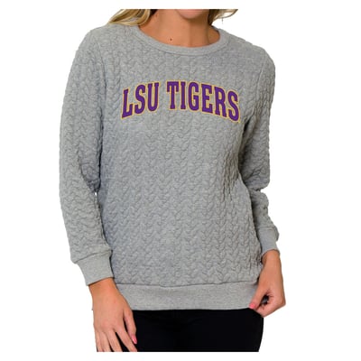 LSU Tigers Flying Colors Apparel Women's Kinsley Quilted Sweater - Heather Gray

