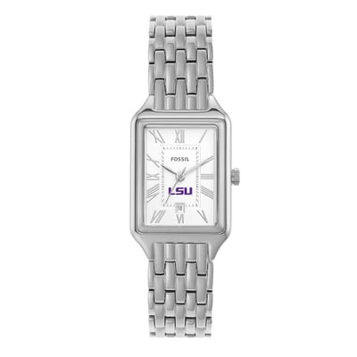 LSU Tigers Fossil Women's Raquel Three-Hand Date Stainless Steel Watch