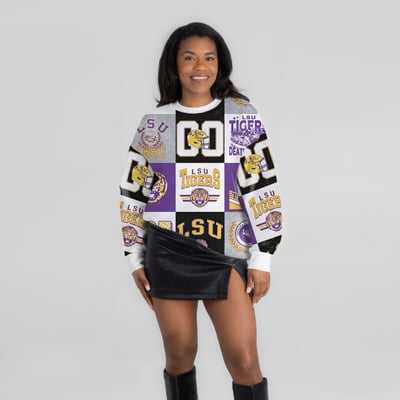  LSU Tigers Gameday Couture Women's Highlight Reel Patchwork Long Sleeve Pullover - Purple
