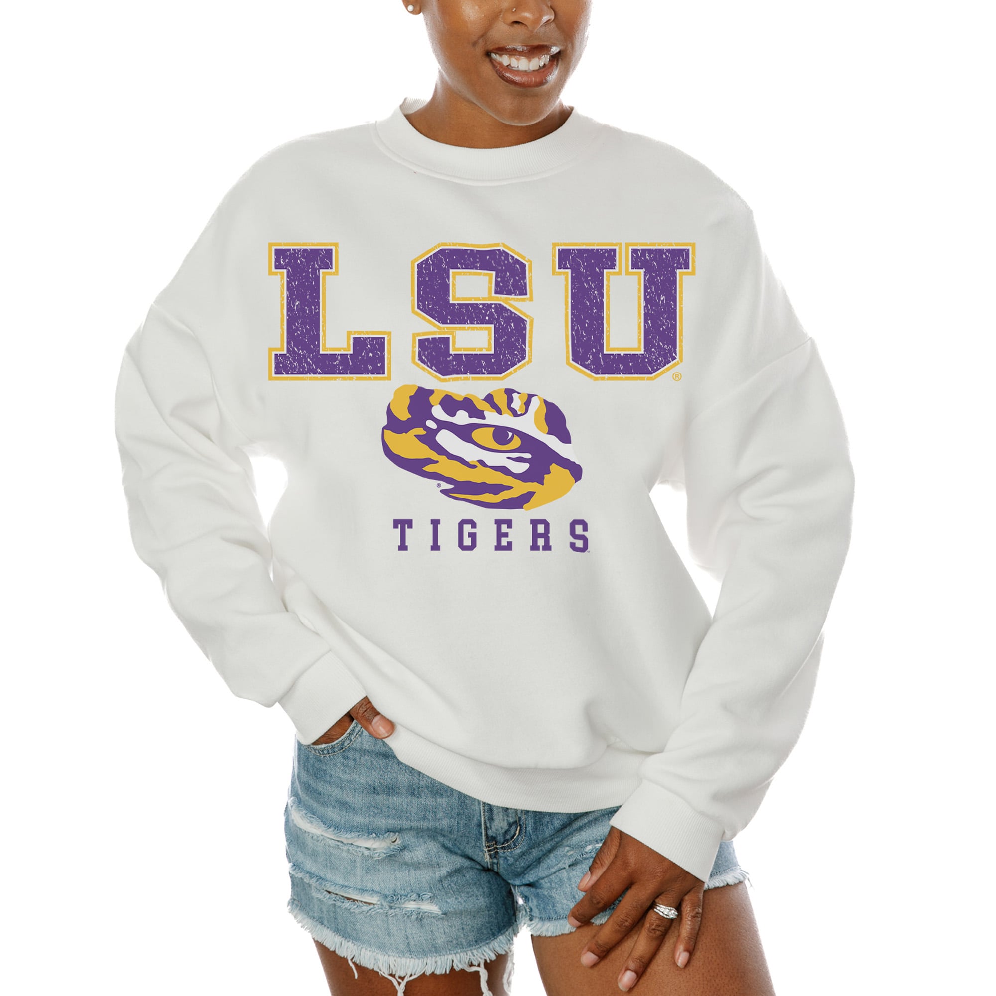 LSU Tigers Gameday Couture Women's Freestyle Fleece Pullover Sweatshirt - White