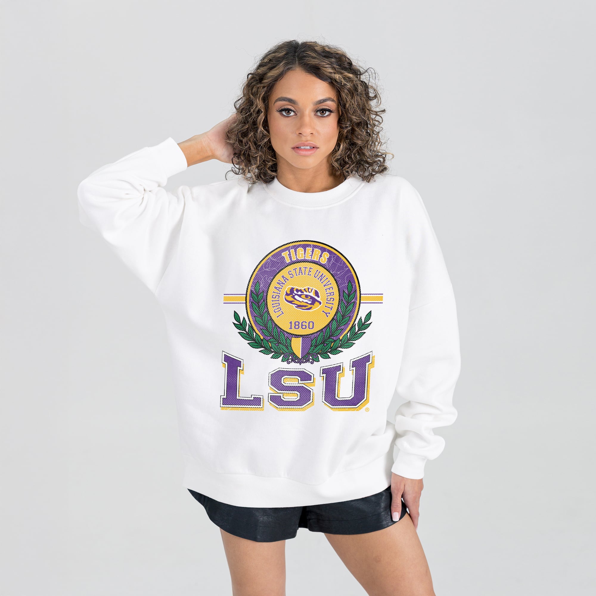 LSU Tigers Gameday Couture Women's Hot Shot Fleece Pullover Sweatshirt - White