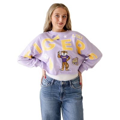 LSU Tigers Gameday Social Women's Patch Phipps Sweatshirt - Lavender
