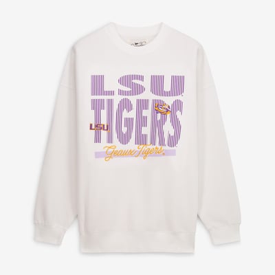 LSU Tigers Gameday Social Women's Striped Patch Sweatshirt - White
