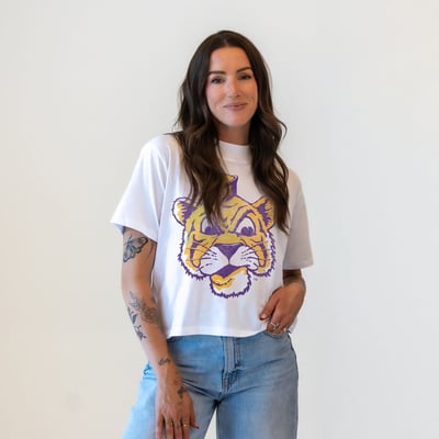  LSU Tigers Gameday Social Women's Vault Mascot T-Shirt - White