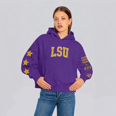 LSU Tigers Hype and Vice Women's Cropped Spirit Hoodie - Purple