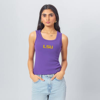  LSU Tigers Hype and Vice Women's Primary Logo Ribbed Tank Top - Purple