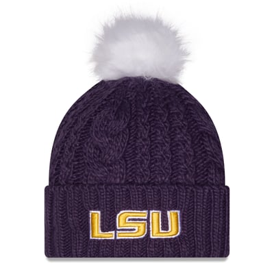 LSU Tigers New Era Women's Fuzz Double Knit Hat with Pom - Purple