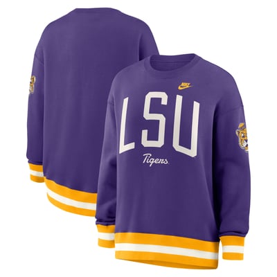  LSU Tigers Nike Women's Oversized Legacy Arch Phoenix Sweatshirt - Purple