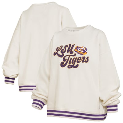 LSU Tigers Pressbox Women's Bonanza Chenille Ribbed Sweatshirt - Cream