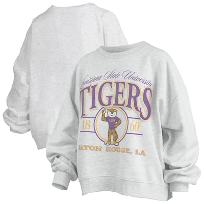 LSU Tigers Pressbox Women's Oversized Vinson Melange Janise Sweatshirt - Heather Gray