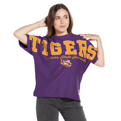  LSU Tigers Pressbox Women's Flannigan Oversized T-Shirt - Purple