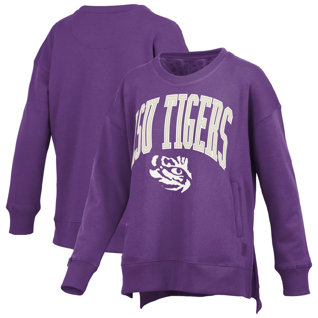 LSU Tigers Pressbox Women's Pocketed Arch Pullover Sweatshirt - Purple