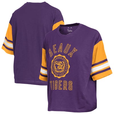  LSU Tigers Pressbox Women's Sunday Colorblock Seal Slub T-Shirt - Purple