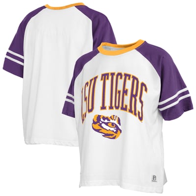  LSU Tigers Pressbox Women's Sky Colorblock Slub T-Shirt - White