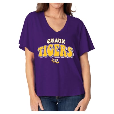  LSU Tigers Women's Fawn Flutter Sleeve T-Shirt - Purple