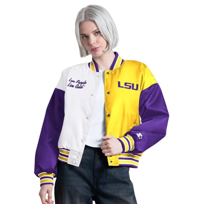 LSU Tigers Starter Women's Game On Full Snap Varsity Jacket - Purple/Gold