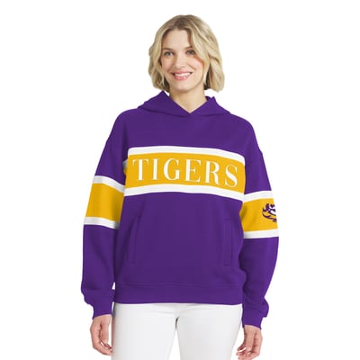  LSU Tigers WEAR by Erin Andrews Women's Colorblock Hoodie - Purple