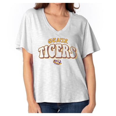  LSU Tigers Women's Fawn Flutter Sleeve T-Shirt - White