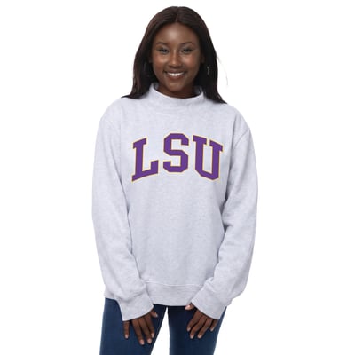 LSU Tigers ZooZatz Women's Team Arch Mock Neck Sweatshirt - Gray
