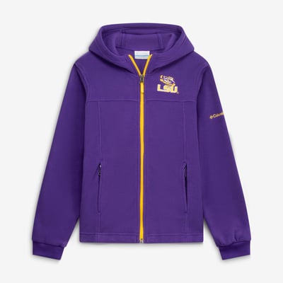  LSU Tigers Columbia Youth Flanker Fleece Full-Zip Hoodie - Purple