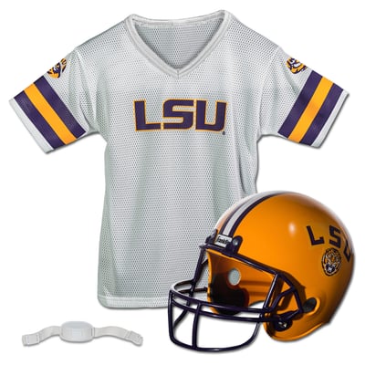 LSU Tigers Franklin Sports Youth NCAA Deluxe Helmet & Jersey Set
