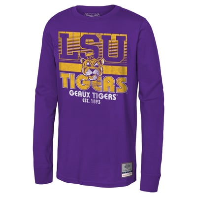 LSU Tigers Mitchell & Ness Youth Retro Big Game Long Sleeve T-Shirt - Purple