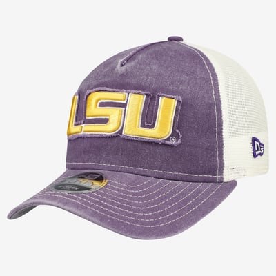 LSU Tigers New Era Youth 9FORTY A-Frame M-Crown Retro Adjustable Trucker Hat - Purple