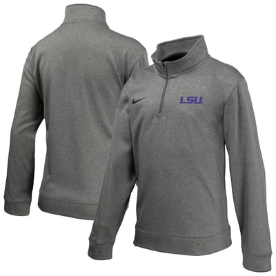 LSU Tigers Nike Youth Therma-FIT Quarter-Zip Pullover - Gray