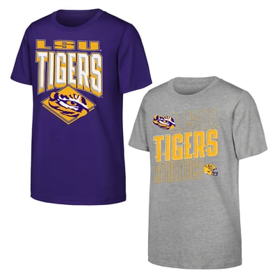 LSU Tigers Outerstuff Youth Trench Kings 2-Pack T-Shirt Set - Purple/Gray