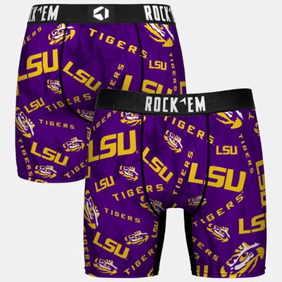  LSU Tigers Rock Em Youth All Over Logo Boxer Briefs - Purple