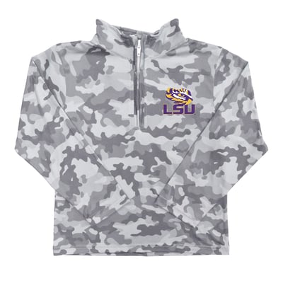  LSU Tigers Vive La Fete Youth Camo Quarter-Zip Sweatshirt - Gray