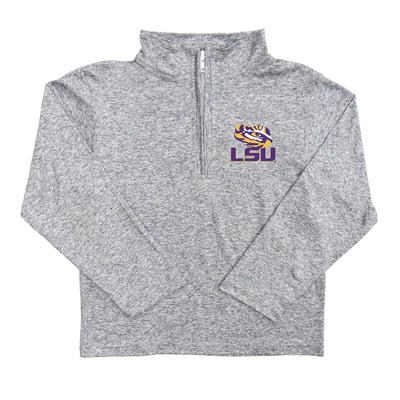  LSU Tigers Vive La Fete Youth Team Logo Quarter-Zip Sweatshirt - Heather Gray