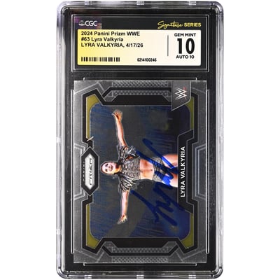 Lyra Valkyria WWE Autographed 2024 Panini Prizm #63 CGC Fanatics Witnessed Authenticated 10/10 Card