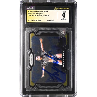 Lyra Valkyria WWE Autographed 2024 Panini Prizm #63 CGC Fanatics Witnessed Authenticated 9/10 Card